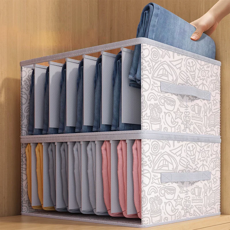 

Wardrobe Organizer Pants Storage Box with Pp Board Large Capacity Multi-Compartment Clothing Organizer Underwear Storage Box