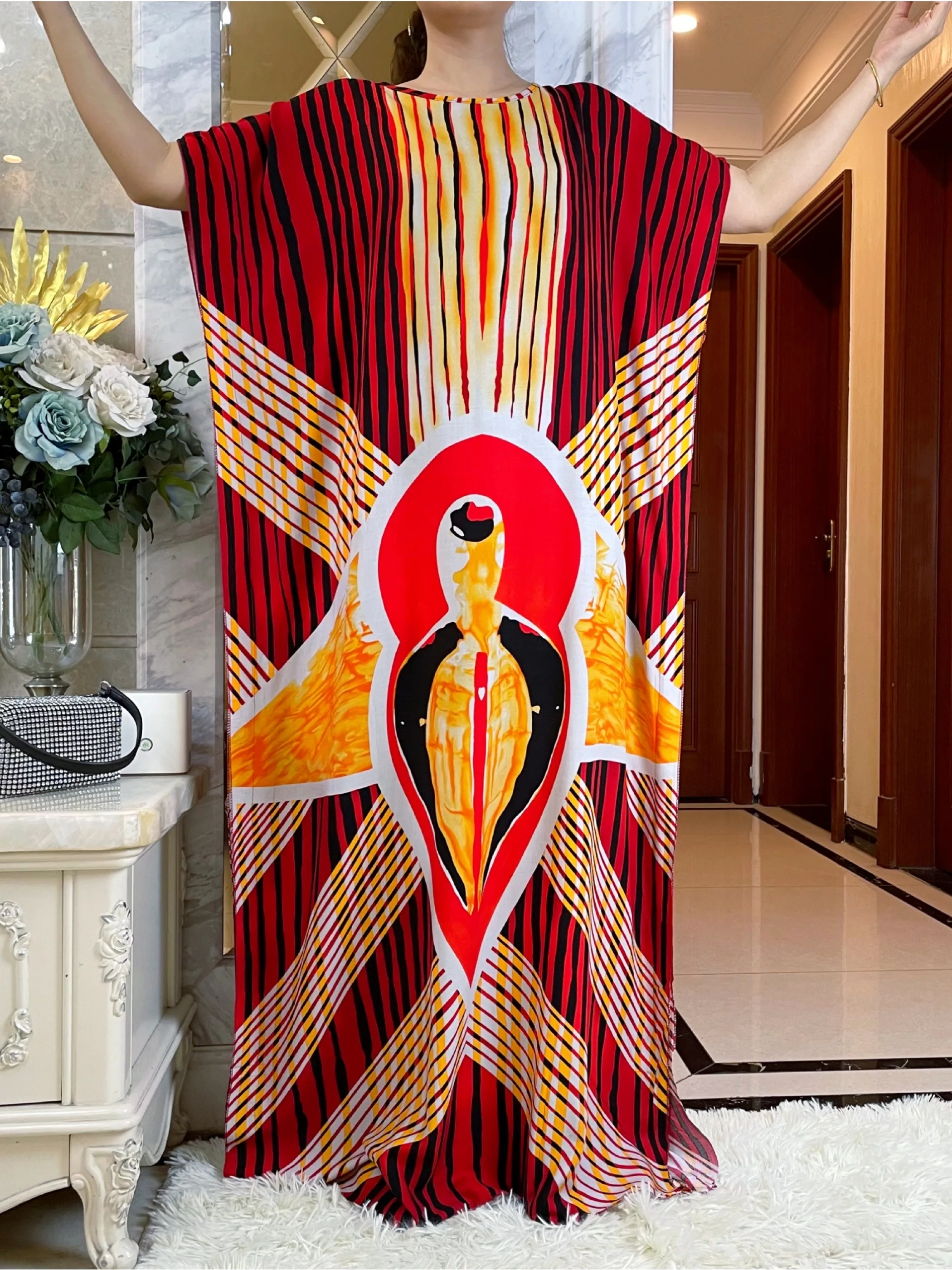 Мусульманская мода летние платья с коротким рукавом цветной цветочный принт Boubou