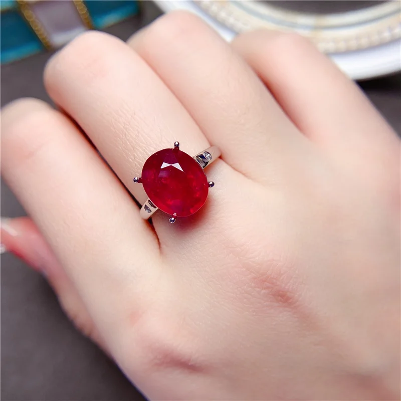

MDINA Natural ruby ring 10*12mm pigeon blood red 925 sterling silver luxury jewelry romantic gift for women gold jewelry 18k