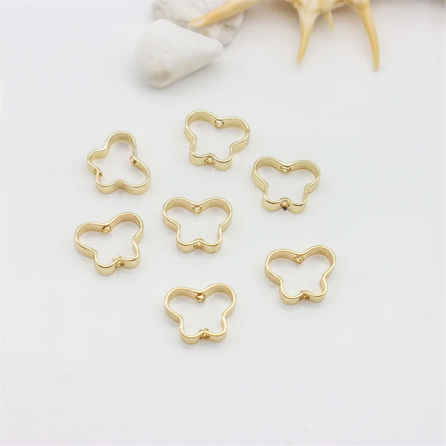 50pcs/Lot 8 9.5 10 13mm Geometric Double Hole Spacer Positioning Beads Handmake DIY Making Accessories Connectors for Jewelry