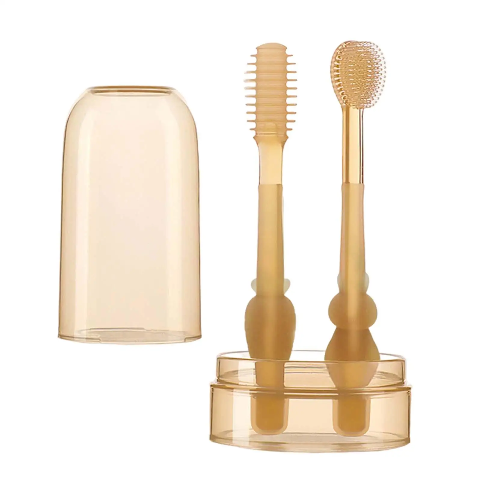 

Набор зубных щеток для младенцев 2 шт., Мягкий силикон, нескользящая безопасная подсказка, уход за зубами, портативный очиститель языка для у...