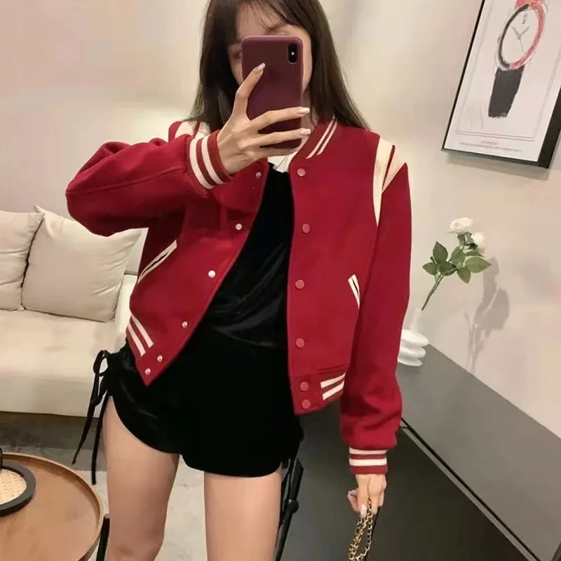 

Streetwear Spring Bomber Jacket Casual Loose Basic Coat Classic Vintage Long Sleeve Outwear Coat Pockets Loose Jackets 2023 New