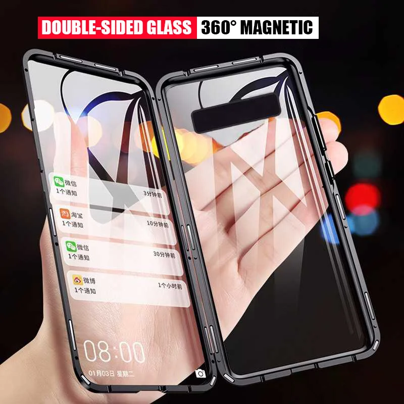 

New 360 Magnetic Metal Adsorption Case For Samsung Galaxy Note 10 20 8 9 S21 S20 S10 S8 S9 Plus Ultra A22 A12 A32 A52 A72 A71