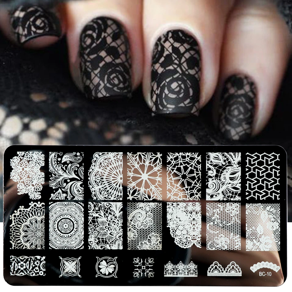 Nail Stamping Plates Lace Petals Butterfly Mandala Plants Abstract Stamp Art Templates Polish Printing Stencils Mold |