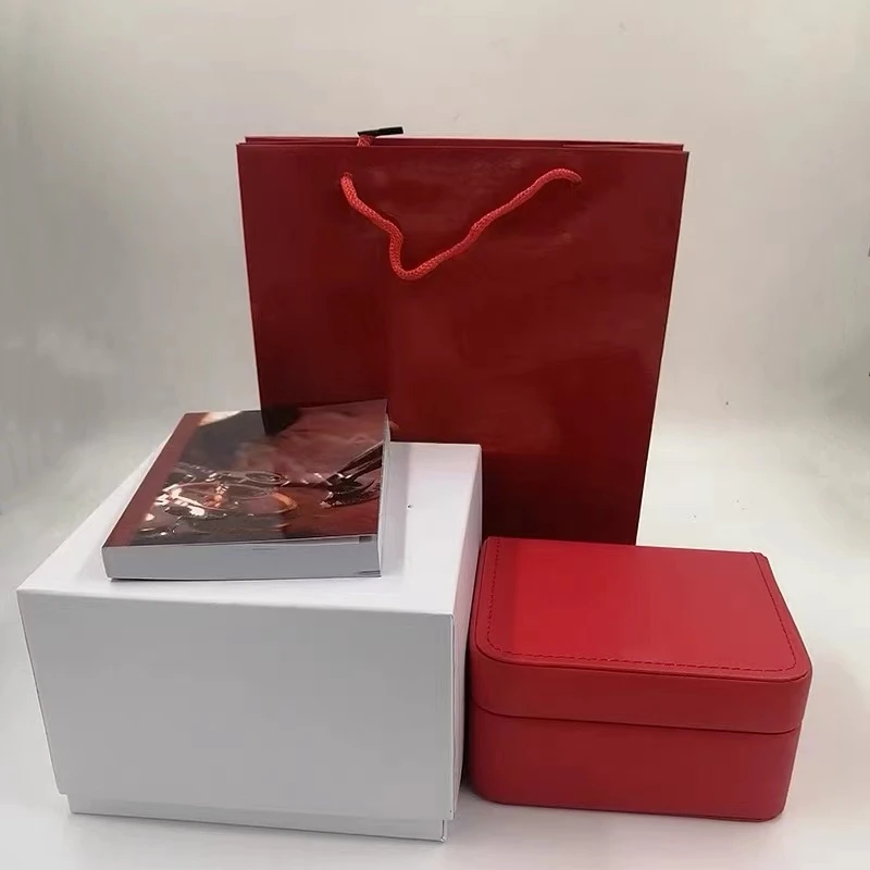 Factory Supplier Red Leather ang Wooden Watch Box Luxury Brand With Booklet Card Can Customization AAA Watches Gift Cases