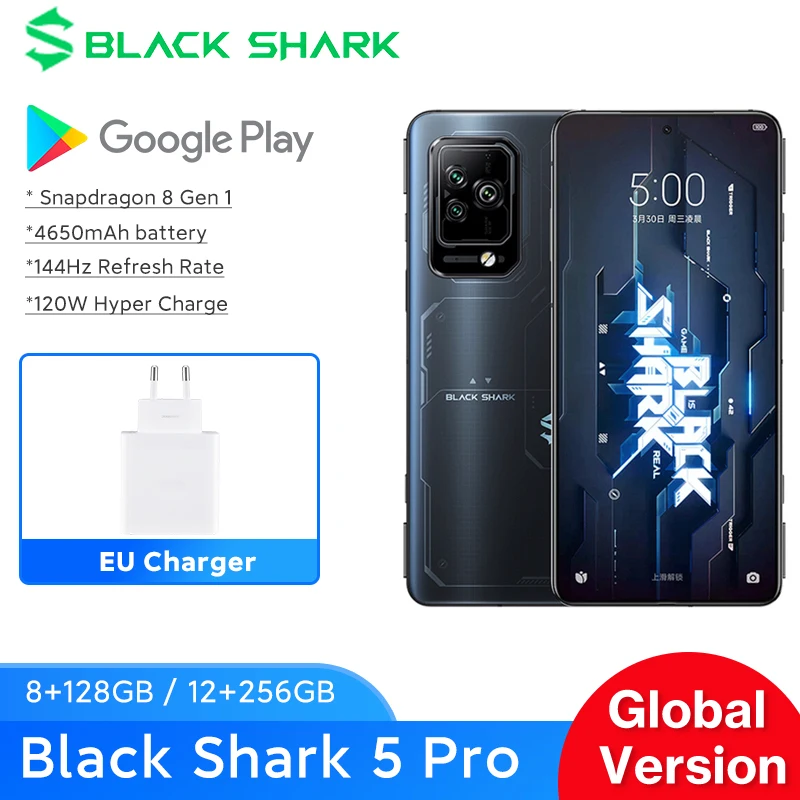 Глобальная Версия Black Shark 5 Pro Snapdragon 8 Gen 1 ГБ/12 Гб 120 Вт гипер-зарядка 4650 мАч двойные