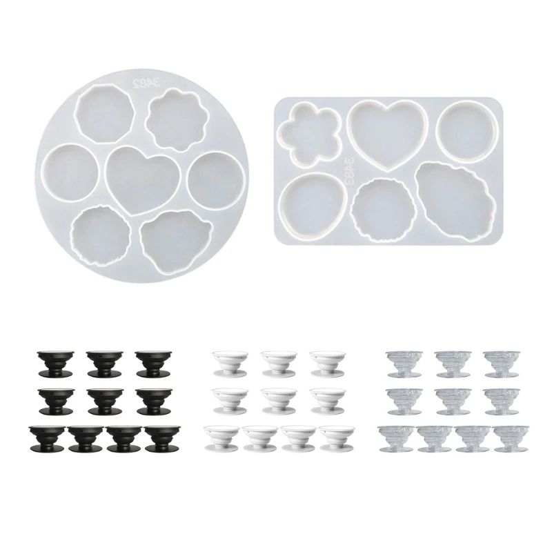 

Круглая силиконовая форма 4XBF с рукояткой, подставка для DIY держателя телефона, декоративные поделки