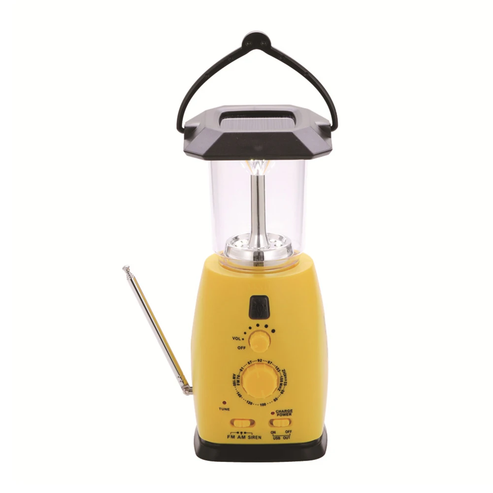 

Solar Dynamo Multi-Functional 4-Way Powered Emergency Hand Crank FM Radio LED Camping Lantern Flashlight Phones Charger
