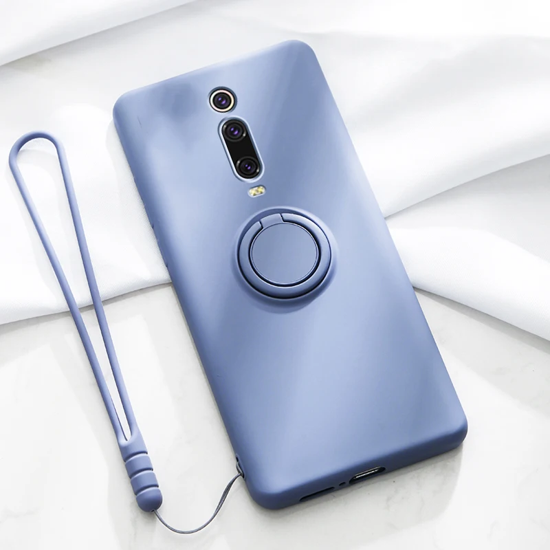 Luxury Silicone Case For Xiaomi Mi 10T 11T Pro Redmi Note 10S 10 9 9S Pro Max POCO M3 F3 X3 NFC Phone Cover Ring Holder Stand on