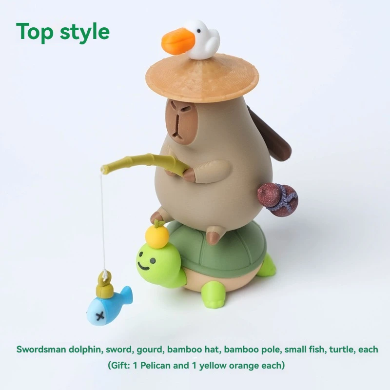 Магнитный настольный орнамент Kapibala, 3d печатная модель капибары, украшение куклы, фигурка дельфина и рыбалки, коллекционный подарок