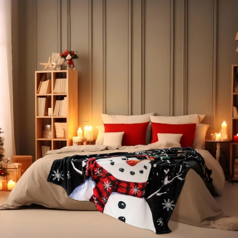 Рождественское одеяло в виде снежинки Boye черное красное Bishop Bird зимний фермерский