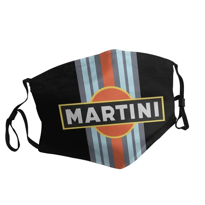 

Martini Racing Stripes Adjustable Face Mask Men Women Dustproof Protection Cover Respirator Mouth-Muffle