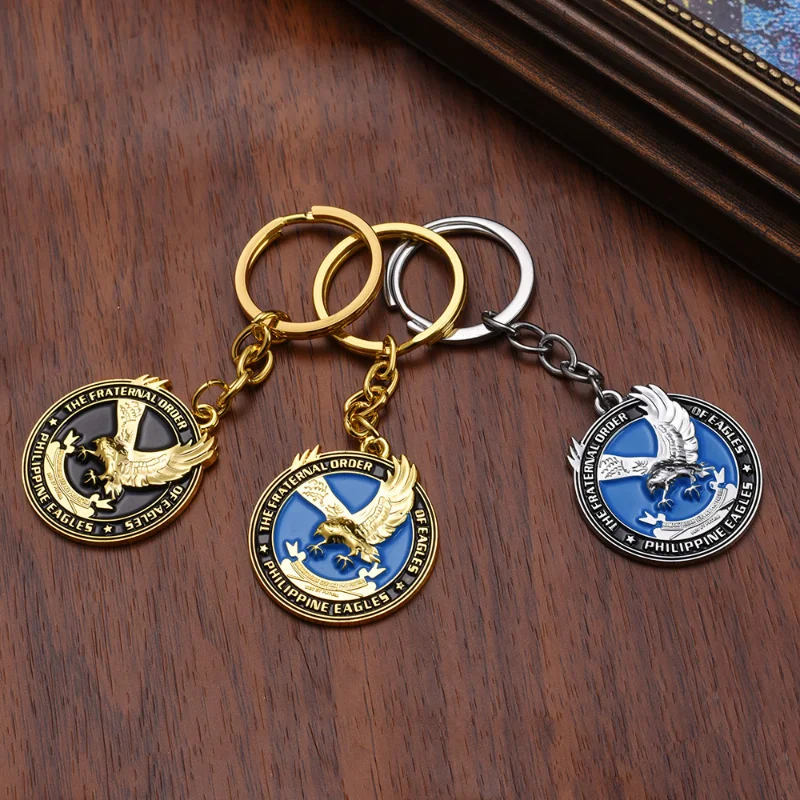 

Philippine Eagle Car Metal Keychain Eagle Totem Decoration Pendant Key Rings Emblem Car Decorative Golden Keychain Accessories