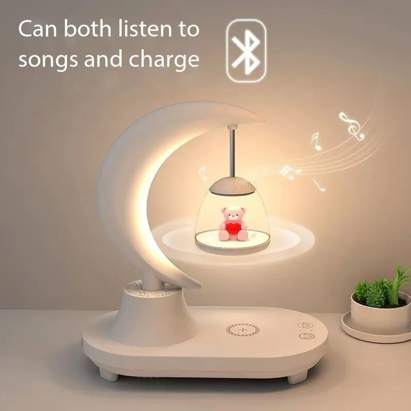 

[Голосовая версия] Bluetooth-динамик, светодиодная прикроватная настольная лампа, ночник, Беспроводная зарядка, креативный подарок на день рождения
