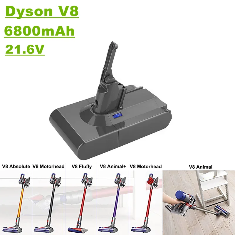 

Сменный аккумулятор 21,6 в для ручного пылесоса, серия V8, 6800 мА/ч/9800 мА/ч/12800 мА/ч, для Dyson V8 absolute Dyson V8, батарея V8