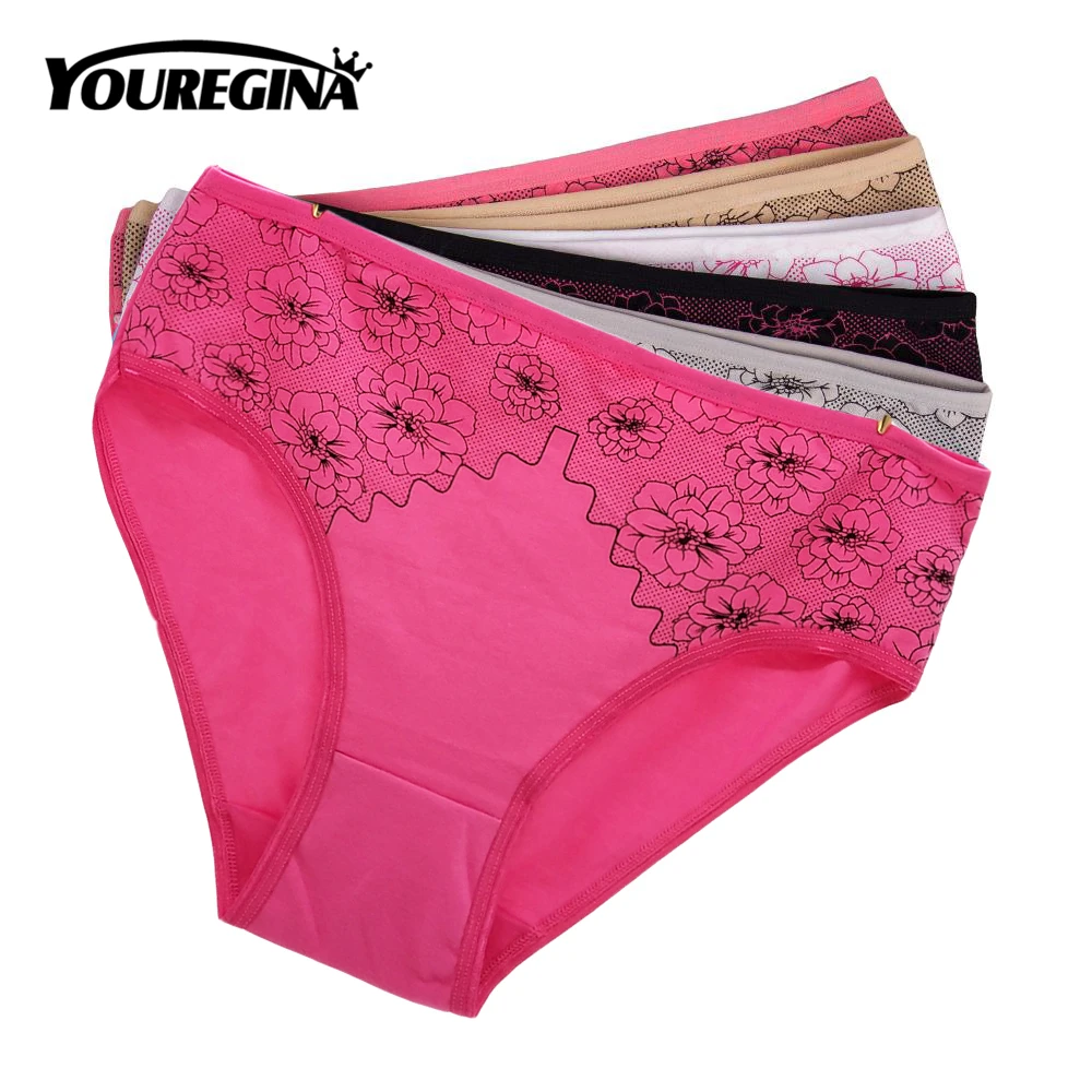 

Women Panties Sexy Cotton Underwear Plus Size Girls Cute Print Intimate Briefs Lady Breathable Underpants 6 pcs/lot