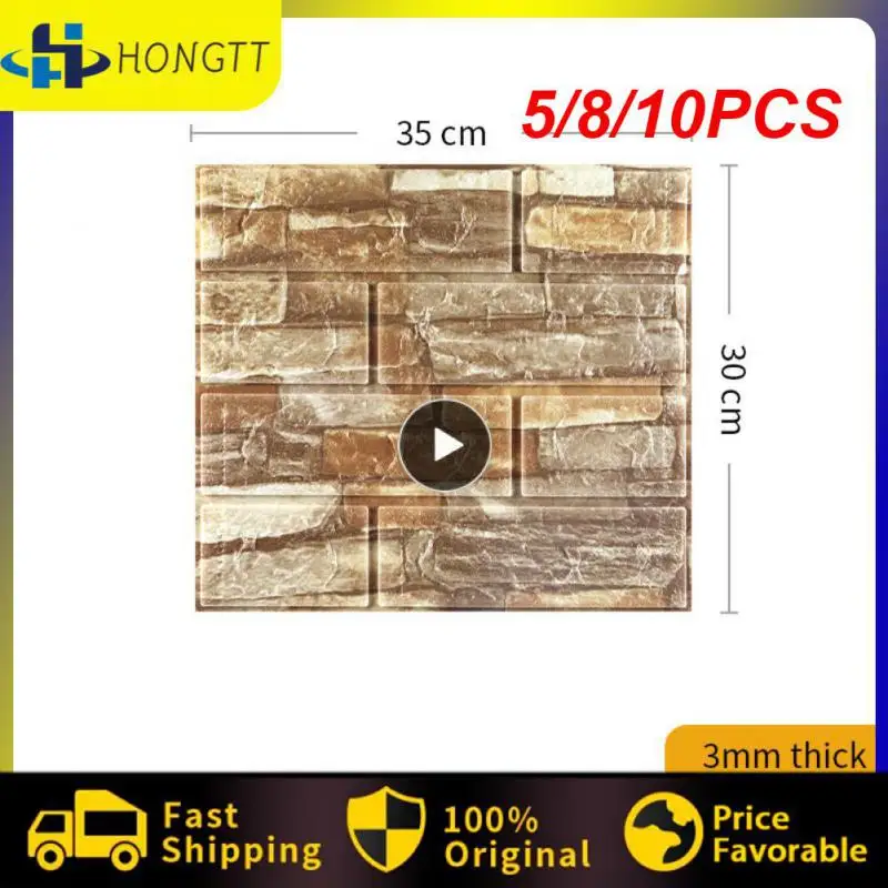 

5/8/10PCS Home Self Adhesive Wallpaper Waterproof 3D Brick Wall Panel Living Room Brick Stickers Bedroom Kid Brick Wall Papers
