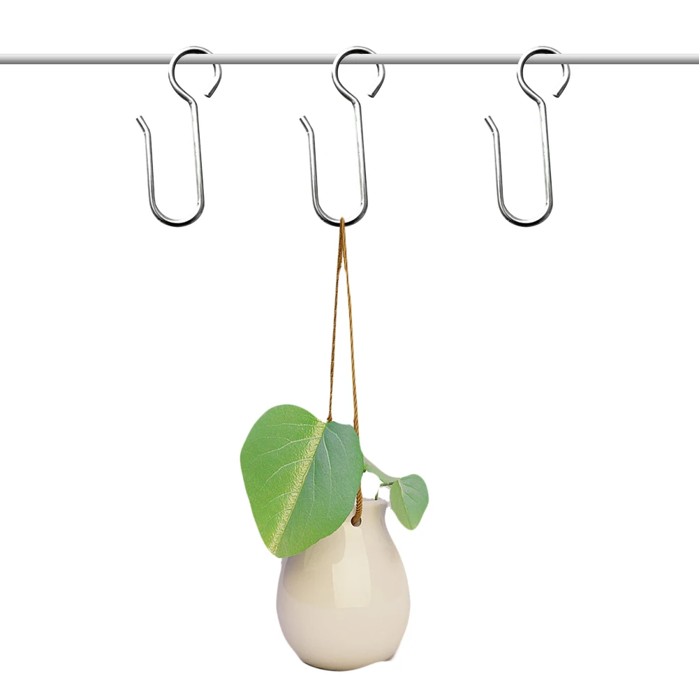 100pcs Multipurpose Hanging Pot Storage Plants Jewelry Kitchen Home Steel Clothing Closet Hanger S Shaped Hook Pan Organizer images - 6