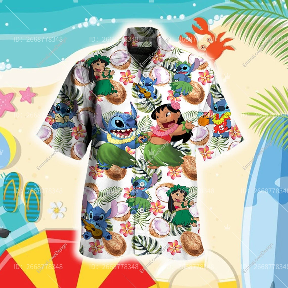 

Гавайская рубашка «Лило и Ститч», гавайская рубашка Land Trip, праздничная гавайская рубашка для отпуска, мужские и женские топы