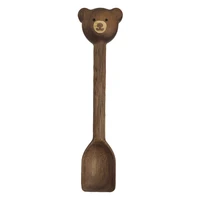 bear cutlery wooden spoon tableware walnut coffee spoon cartoon japan style handmade honey jam spoon kitchen accessories