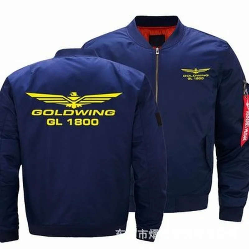 

Goldwing Gl 1800 Logo Flying Jacket New Autumn Winter Men Casual Zipper Long Sleeve Stylish Windproof Cotton-Padded Jacket