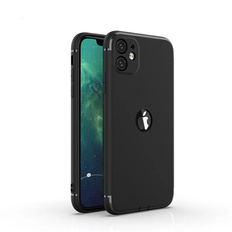 

Logo Hole Phone Case For Apple iPhone 11 12 13 Pro Max Mini X XR XS 6 6S 7 8 Man Business Slim Soft Back Cover Shockproof Funda