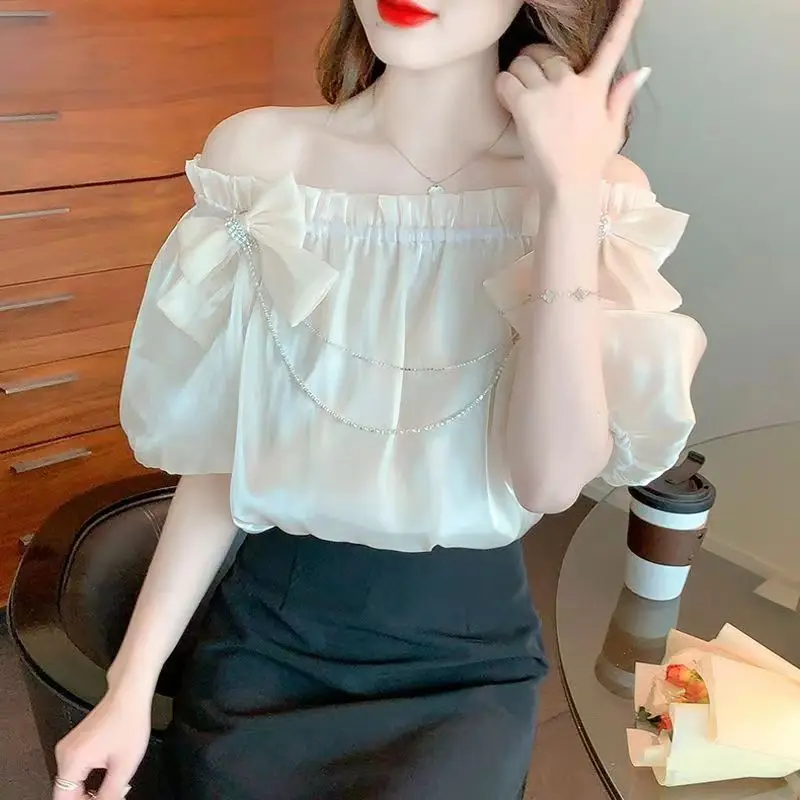 2023 модная и изысканная французская блестящая пряжа Милая женская рубашка с