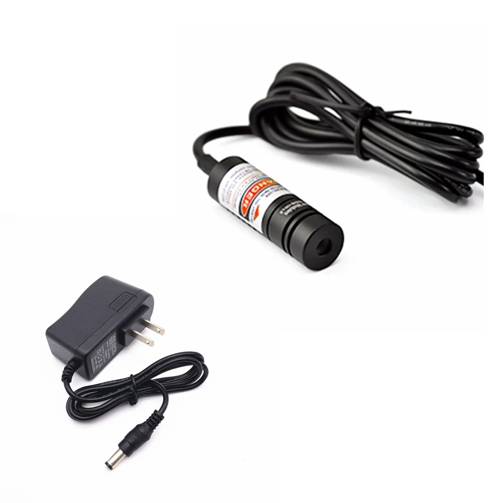 Industrial Focusable 650nm 10mW Red Laser Diode Dot Module 14.5x48mm Scribe Positioning Light with 5V AC Adapter