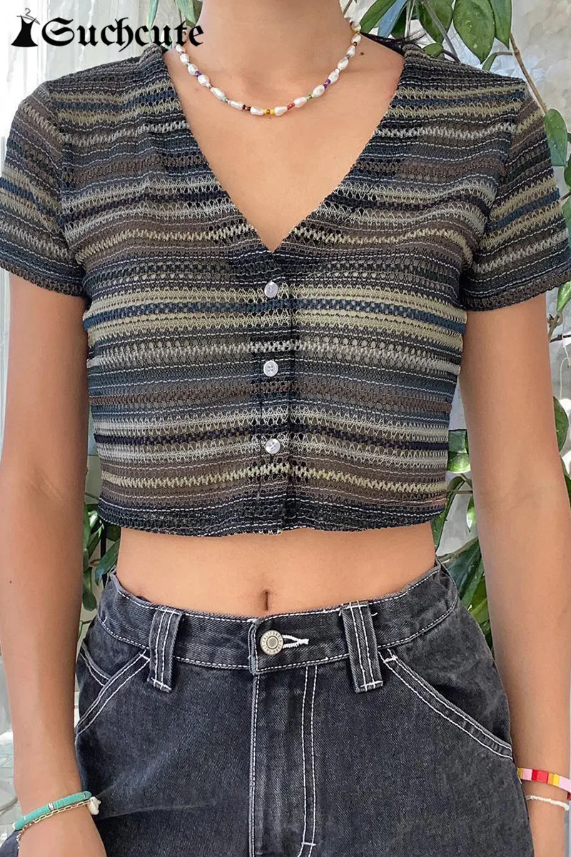 

Женская футболка в полоску с коротким рукавом, в стиле Харадзюку