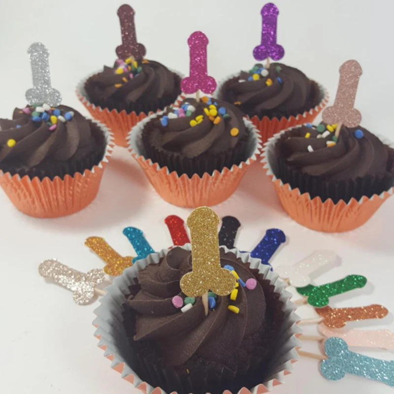 12 шт. Блестящий пенис Вилли торт Кекс Топпер Свадебные подарки для взрослых