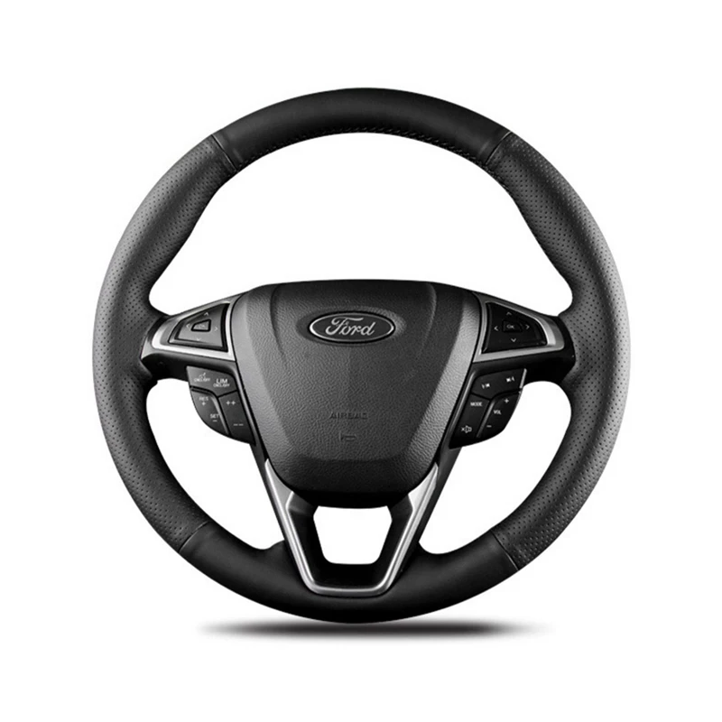 

Нескользящая и дышащая черная искусственная кожа для Ford Fusion Mondeo чехол рулевого колеса автомобиля, 2013, EDGE 2015, 2014