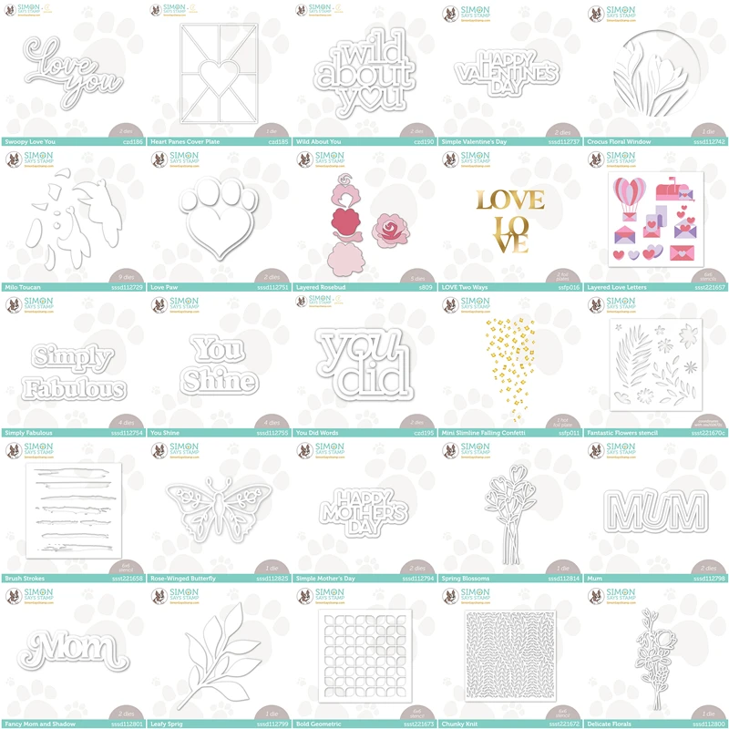 

Cutting Dies Hearts Mum Simply Love Letters Flower for Scrapbooking Stencil Embossing Frame Card Hot Foil