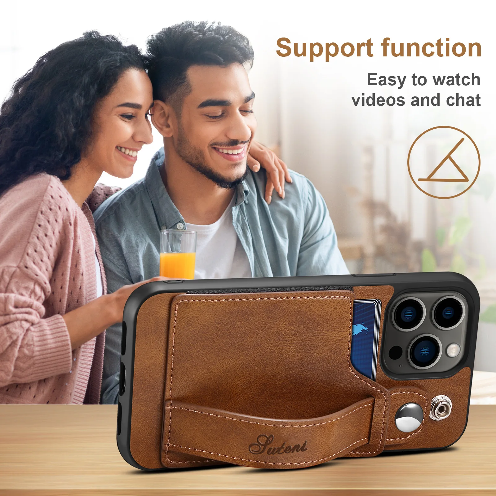 Leather case for iPhone14 Pro 13mini 12promax 11pro x xr xs 7plus 8plus 7 se2 wristband support protective leather iphone |