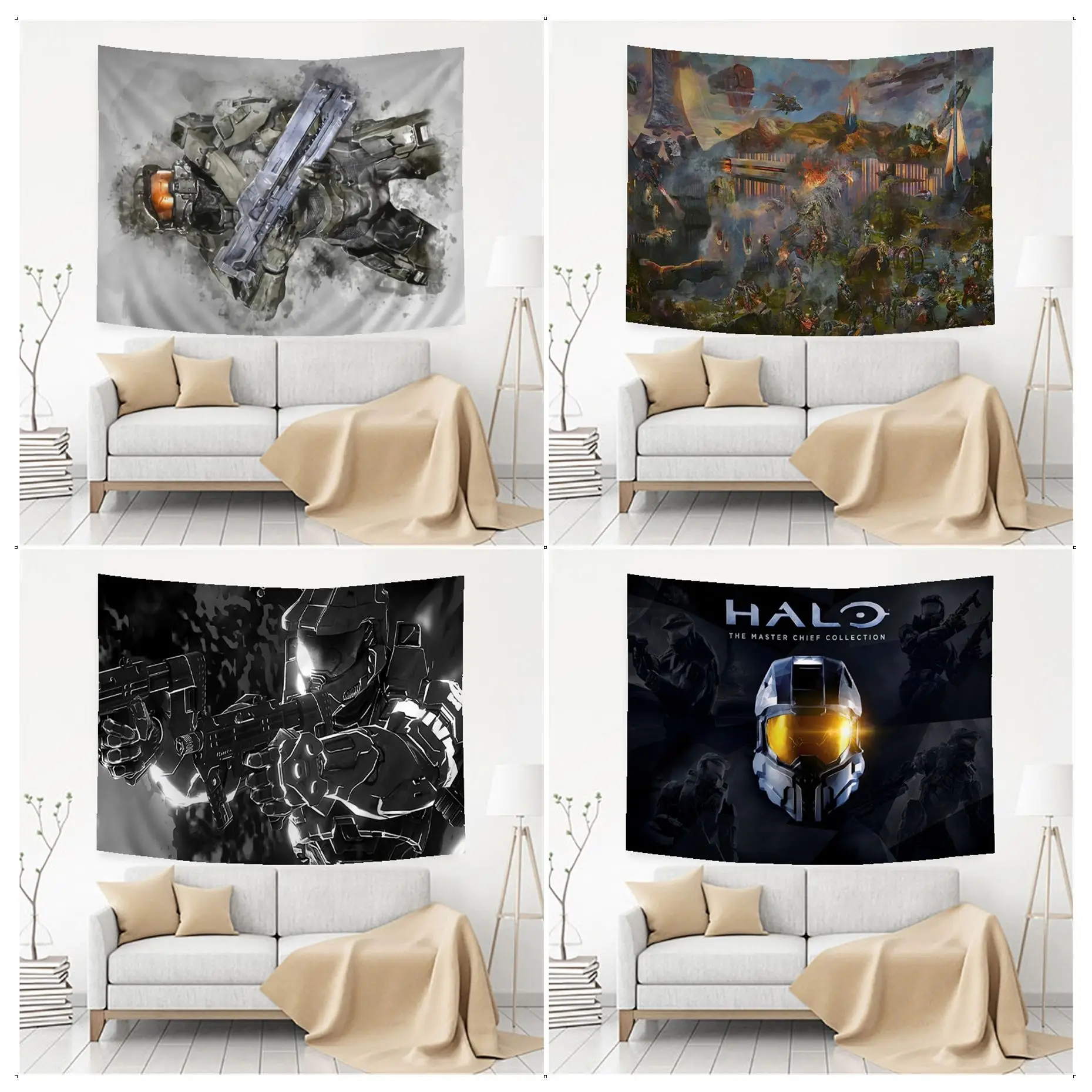 

HALO Master Chief Printed Large Wall Tapestry Hanging Tarot Hippie Wall Rugs Dorm Wall Hanging Home Decor