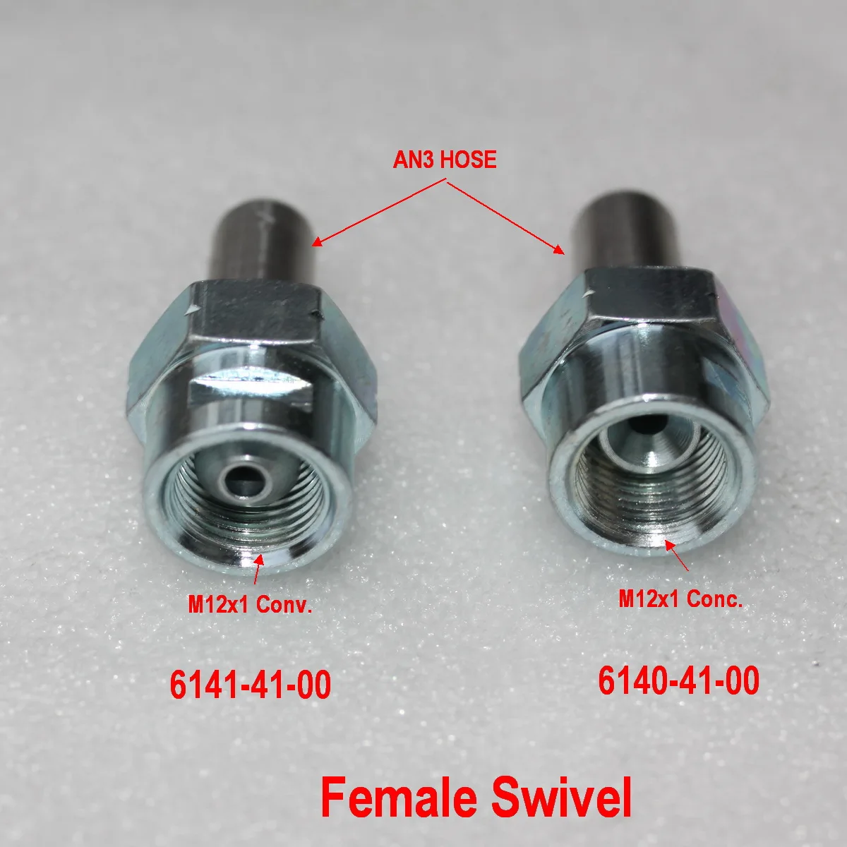 

M12x1 Female CONV. CONC. Swivel Fitting 3-pc For AN3 Braided Hose
