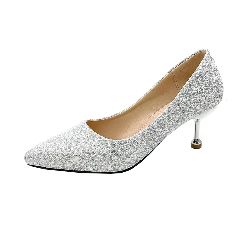 

Новинка весна-осень 2023 женские туфли большого размера с закрытым носком на среднем каблуке-шпильке универсальные модные пикантные туфли с острым носком