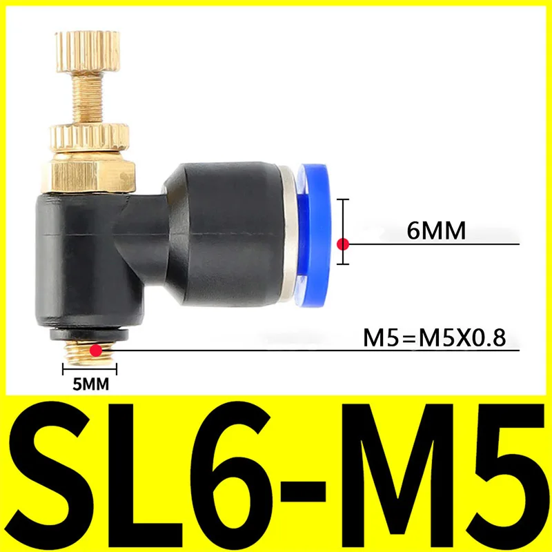 

Пневматический дроссель регулятор скорости SL M3, M5, 1/8", 1/4", 3/8", 1/2"