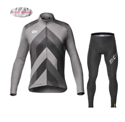 

NEW ENCYMO Winter Thermal Fleece Cycling Clothes Warn Men Jersey Suit Jacket Riding Bike MTB Clothing Bib Pants Set