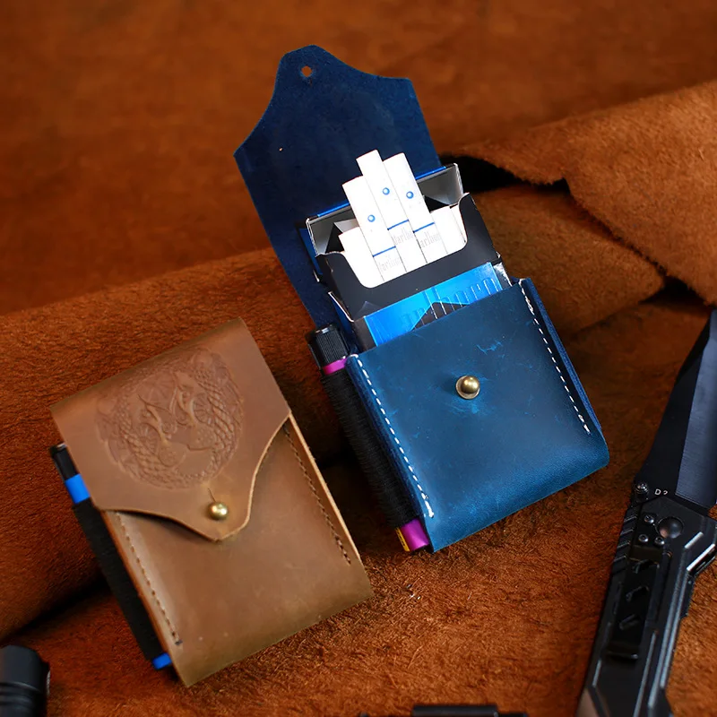 

EDC Tactical Leather Case Leather Cigarette Leather Protective Case Crazy Horse Leather Outdoor Leather Case Pure Handmade