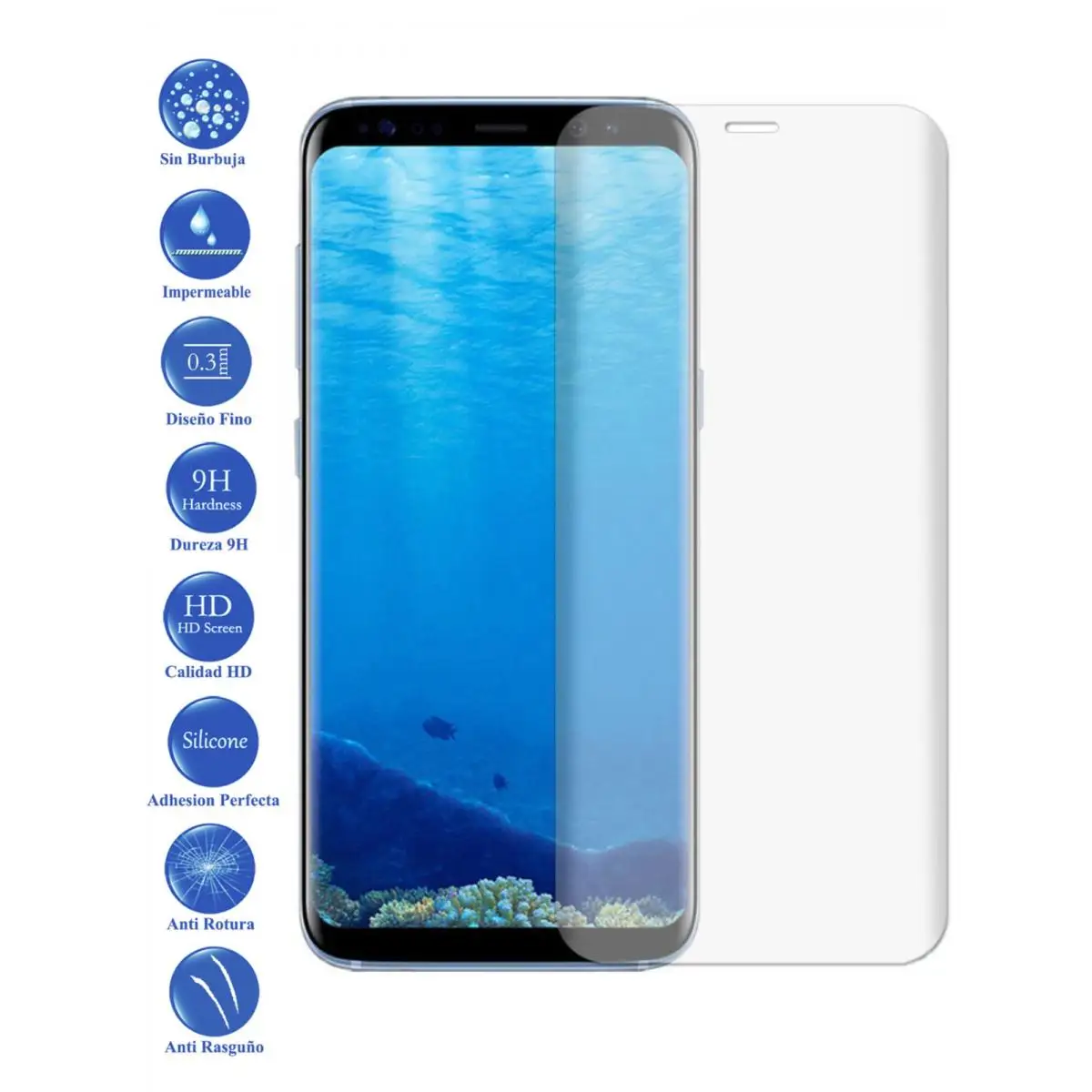 

LCD cover screen protector Tempered Glass Curved for Samsung S8 Plus Clear