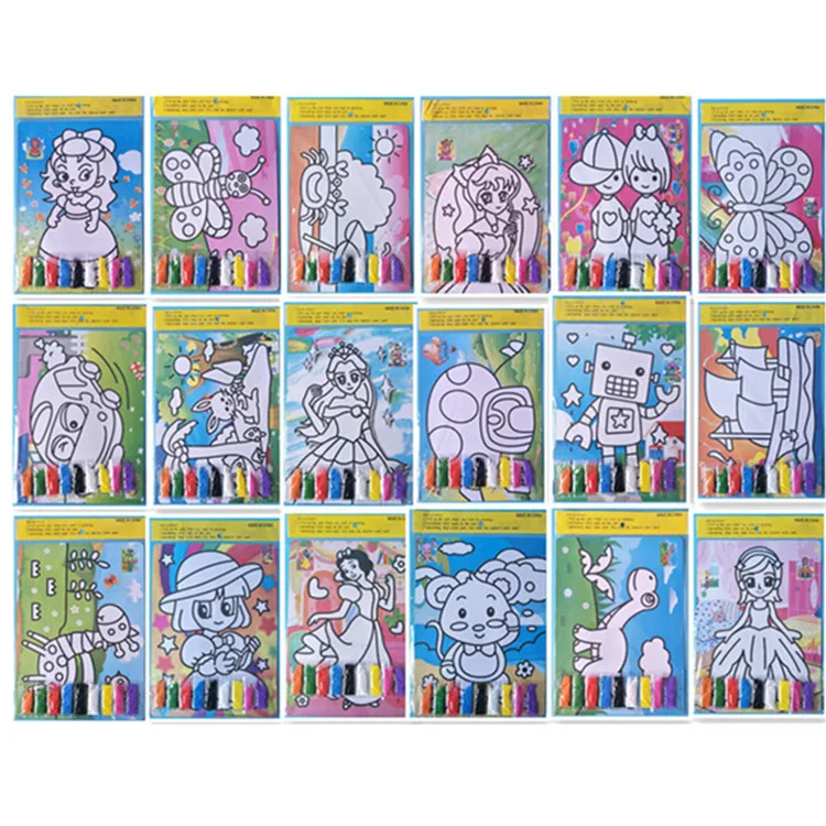 

Оптовая продажа с фабрики, цветная Песочная живопись, очень большой размер, 21 на 28 см, Детский костюм ручной работы «сделай сам», Песочная живопись, Золотая пудра, живопись