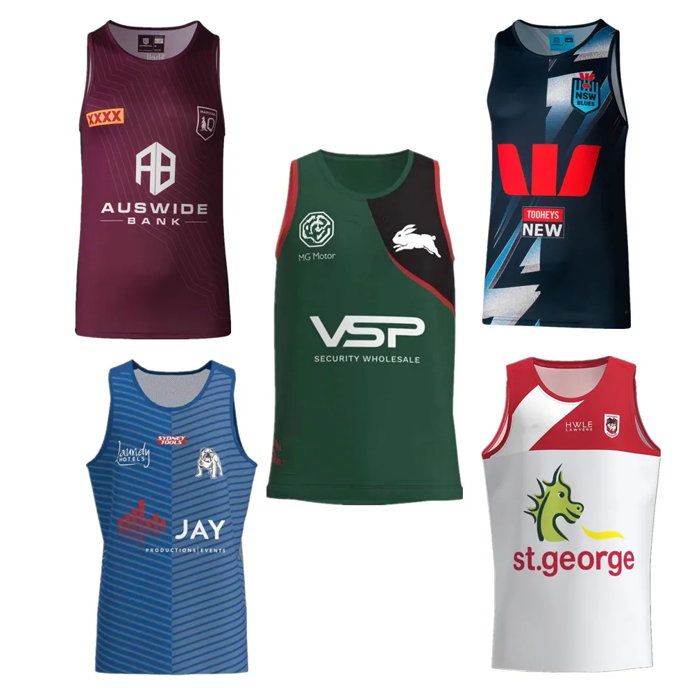 

rugby singlet 2023 All teams vest Broncos Eels sharks Bulldogs cowboys St George Rabbitohs PANTHERS Dolphins NSW QLD Maroons