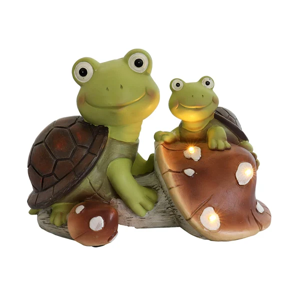 

Garden Statue Cute Frog Face Turtles Figurines,Solar Powered Resin Animal Sculpture with 3 Led Lights for Lawn Garden Decor