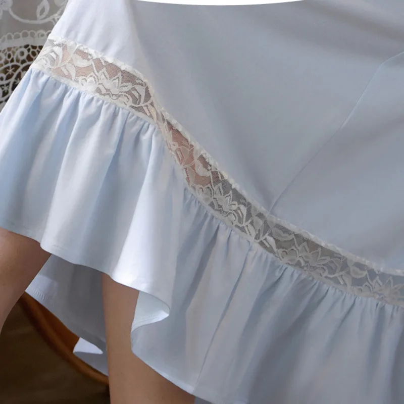 Night Dress Women Cotton O-Neck Long Sleeve Elegant Sleepdress Nightgowns Spring French Court Style Princess Pajamas Sleepdress