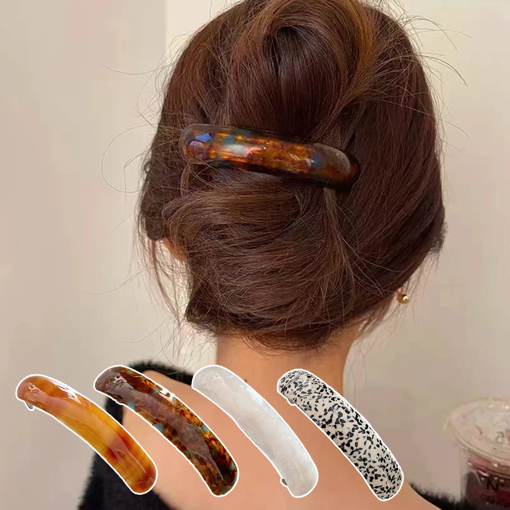 

Vintage Leopard Acetate Spring Clip Elegant Women Long Hair Clips Hairpin Geometric Ponytail Barrette Hairgrip Hair Accessories