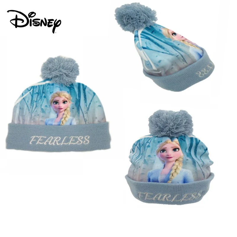 Трикотажная шапка с помпоном и принтом Принцесса Эльза