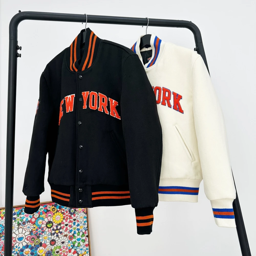 

KITH New York Knicks Letter Towel Embroidery Vintage Baseball Uniform Warm Jackets Coat Men and Women Windbreaker Clothing