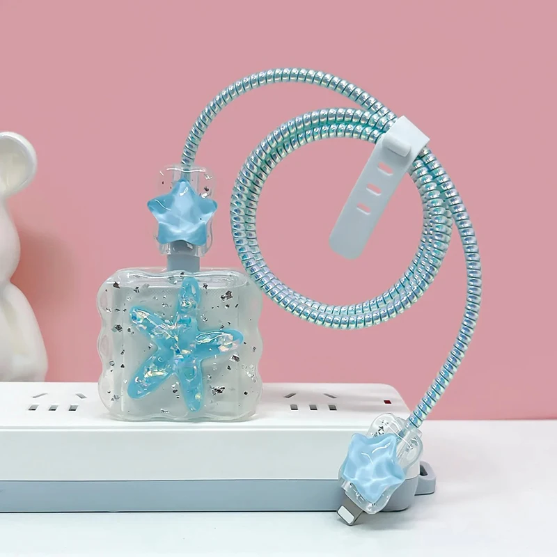 Корейский милый 3D кристаллический звездный защитный чехол для USB-кабеля iPhone 18