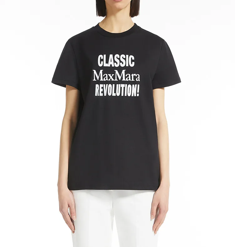 

Women Letters Print Short Sleeve T-shirt 2023 Spring Summer Pure Cotton Tees