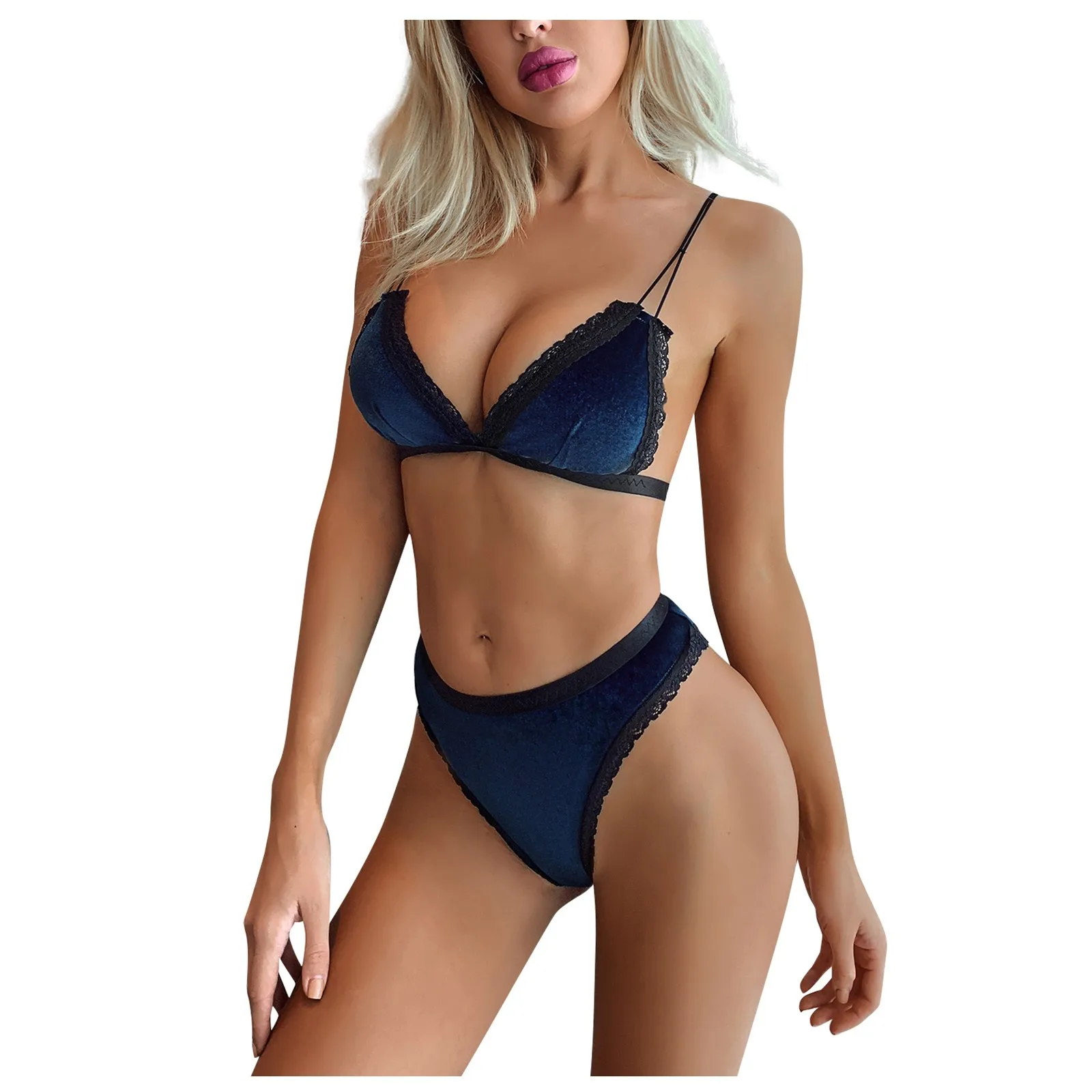 

Women's Sexy Lingerie Velvet Three Point Pajamas Two Piece Underwear Set lenceria sexys para mujer fina эротическое белье